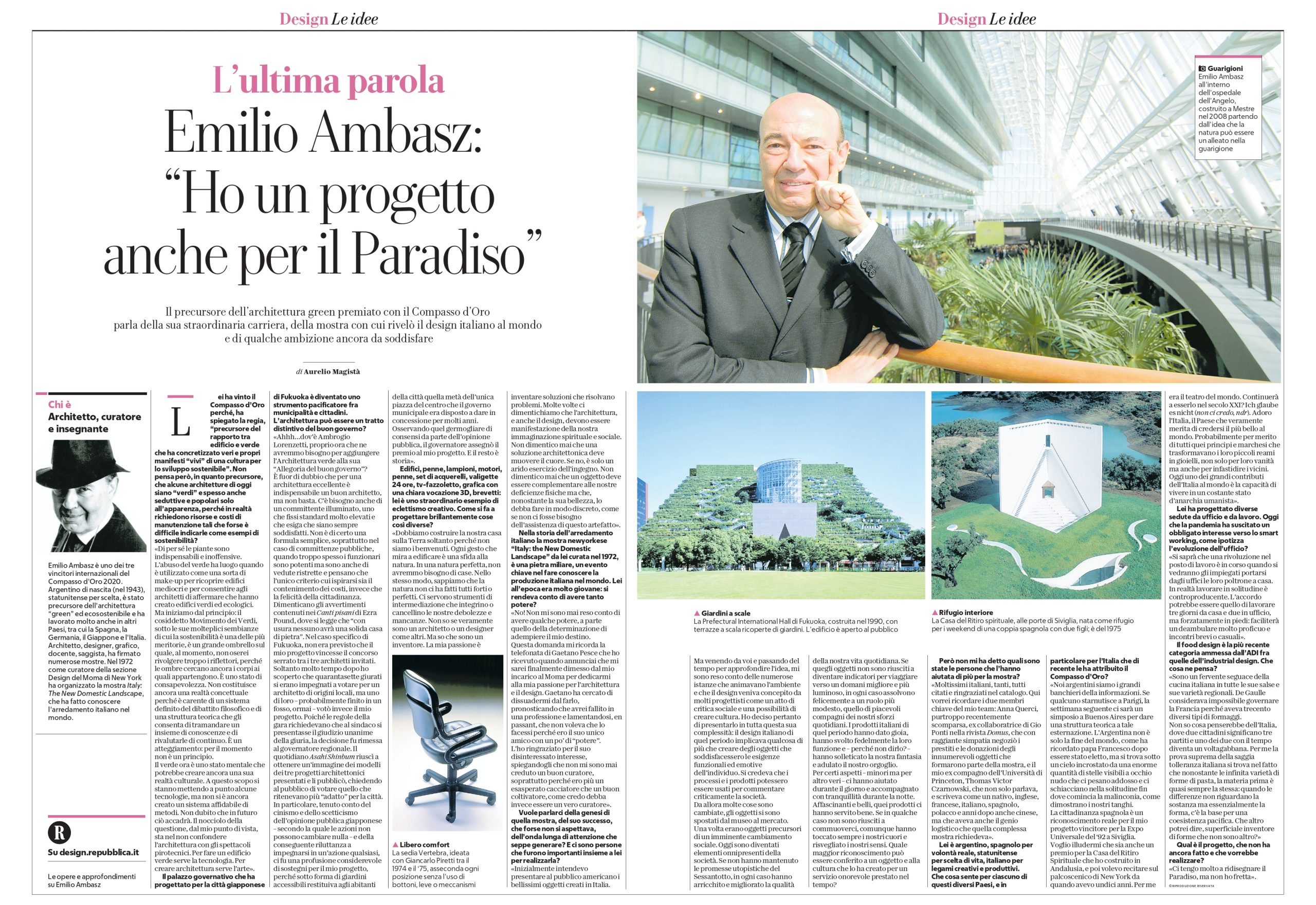 Design.Repubblica: 2 pagine su Emilio Ambasz