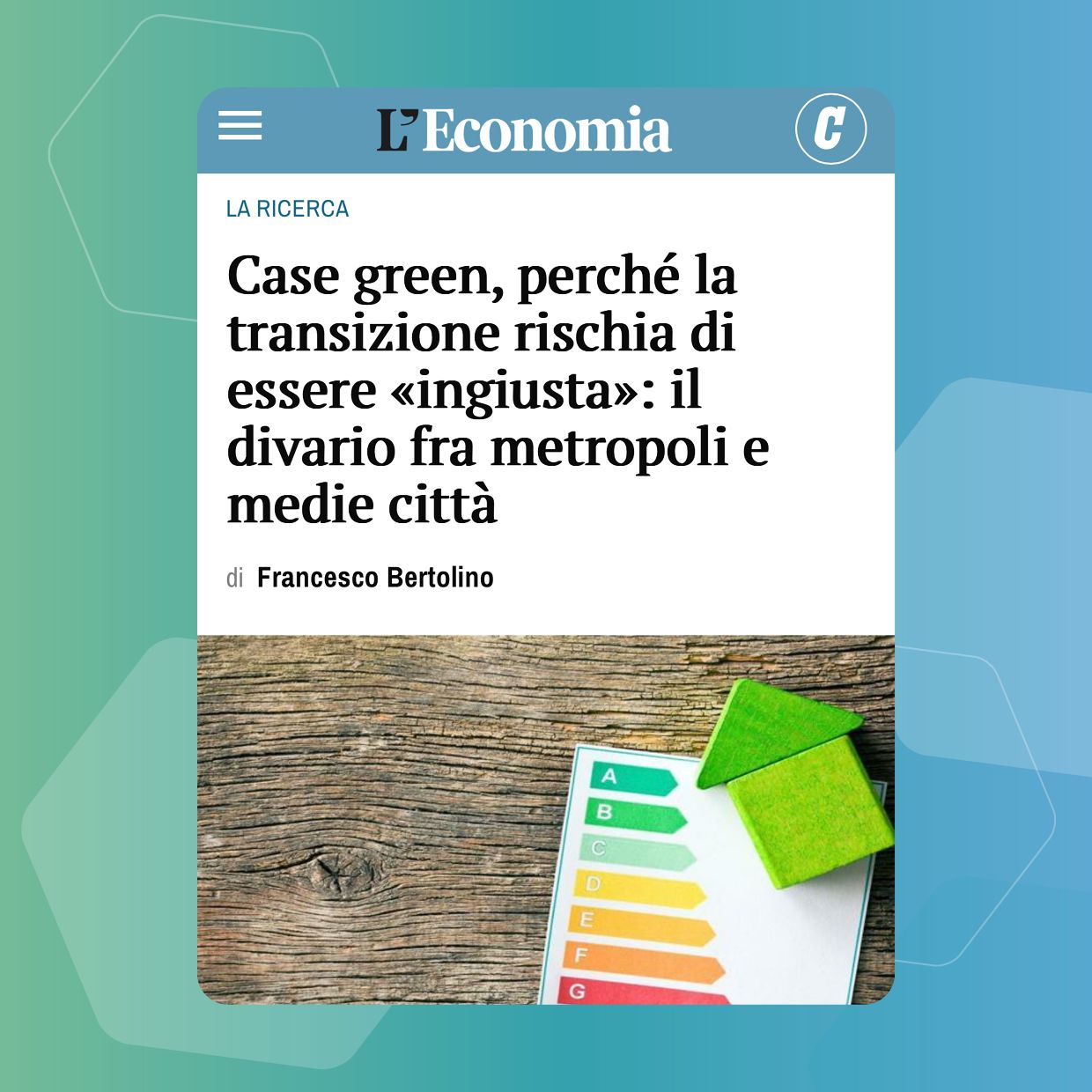 Corriere: transizione green a REbuild
